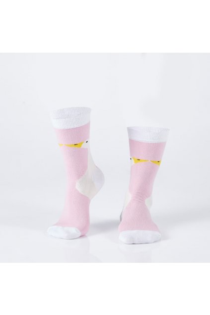 Růžové pánské ponožky Fasardi s motivem hus