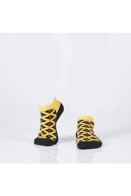 Žluto-černé krátké dámské ponožky Fasardi s motivem