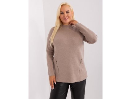 Hnědý plus size svetr