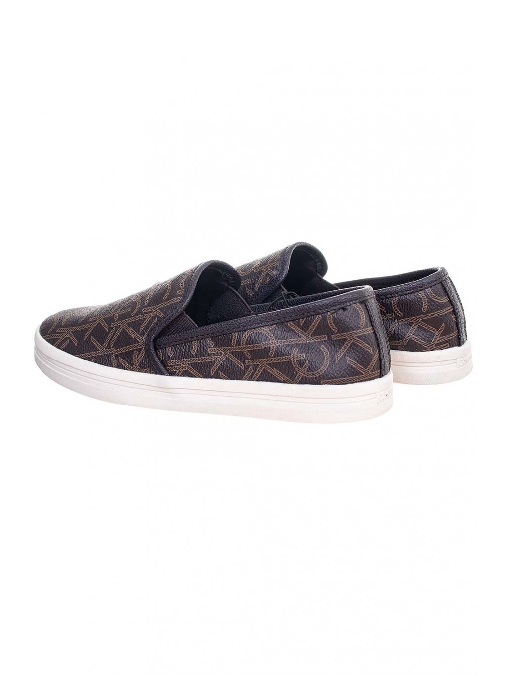 Calvin Klein Slip on boty hnědé s monogramem CK - FASHION AVENUE