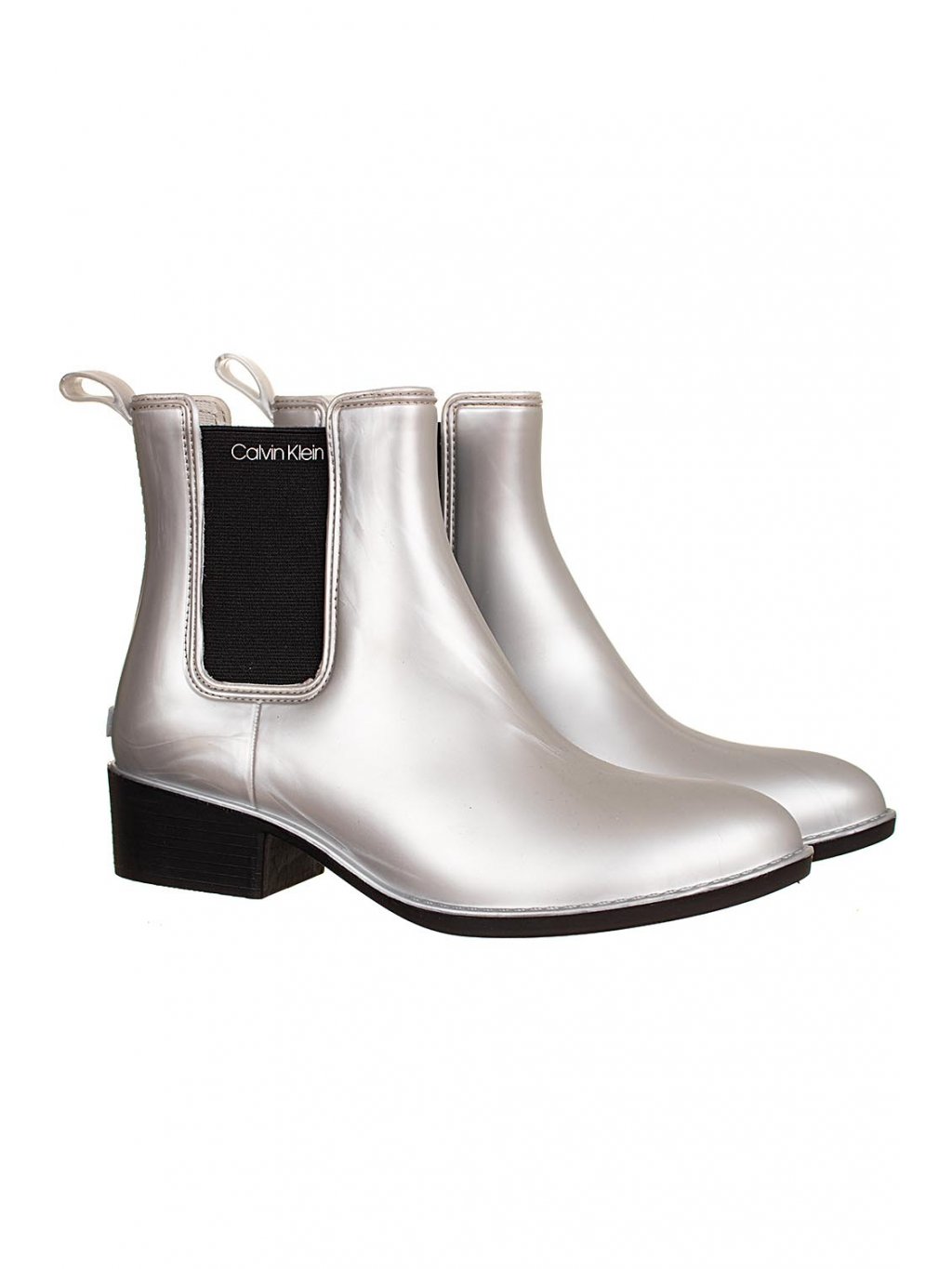 Calvin Klein dámské kotníkové boty stříbrné - FASHION AVENUE