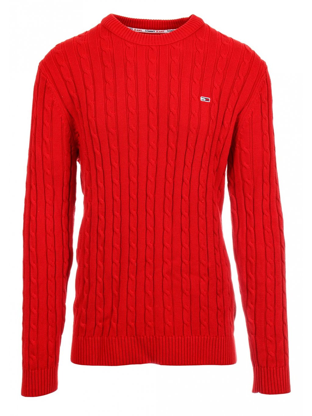 Tommy Hilfiger pánský delší bavlněný svetr červený - FASHION AVENUE