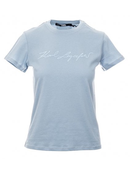 KL131 Karl Lagerfeld dámské tričko Signature světle modré (1)
