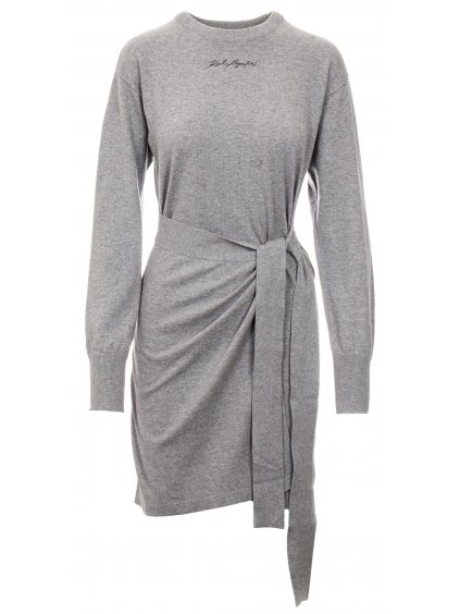 KL135 Karl Lagerfeld dámské úpletové šaty Knit šedé (1)