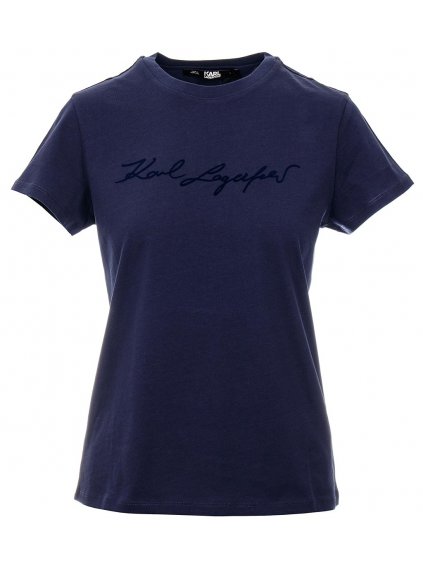 KL141 Karl Lagerfeld dámské tričko Signature tmavě modré (1)