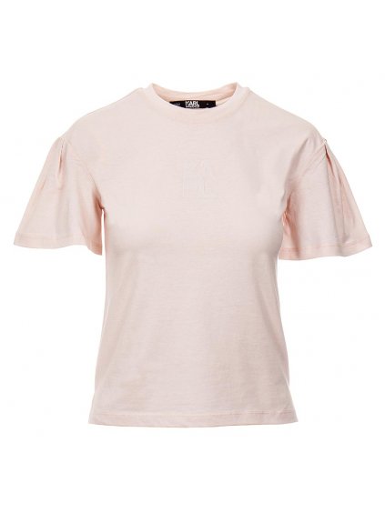 KL148 Karl Lagerfeld dámské tričko Athleisure Puff Sleeve růžové (1)