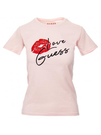GU530 Guess Dámské tričko s pusou růžové (1)