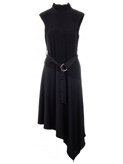 KL149 Karl Lagerfeld dámské šaty Satin Sleeveless Knit Dress černé (1)