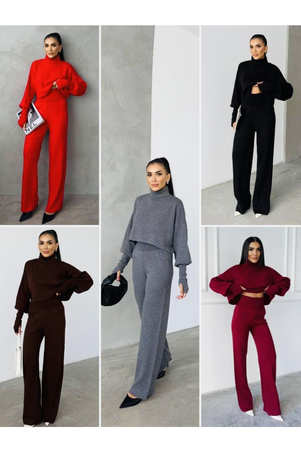 Luxusná sivá dámska tepláková súprava s voľným strihom a vysokým pásom