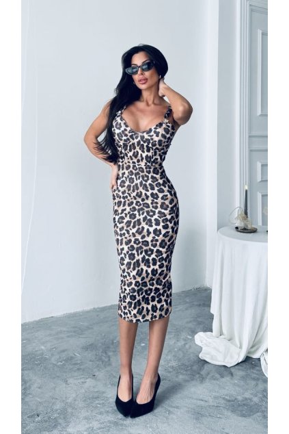 Exkluzívne puzdrové šaty s leopardím vzorom