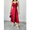 Scarlet Dream – Červené saténové midi šaty s tenkými ramienkami