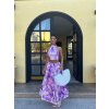 Violet Sunset – Saténový dvojdielny set s topom a maxi sukňou