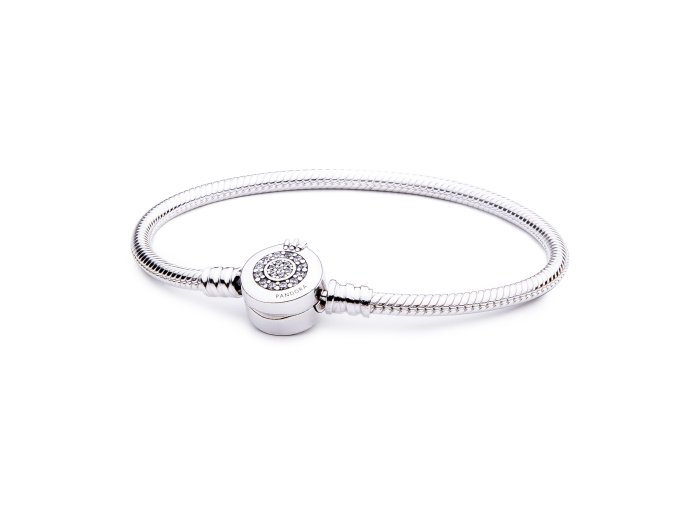 Náramek PANDORA model MOMENTS, Hadovitý  náramek S třpytivým O s korunkou 599046C-19