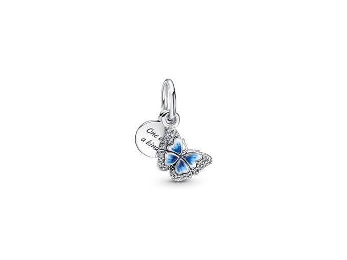 Přívěsek PANDORA model Modrý motýl a citát 790757C01