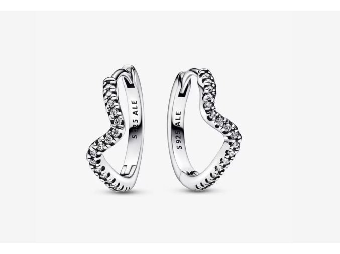 Třpytivé zvlněné náušnice PANDORA model 292545C01