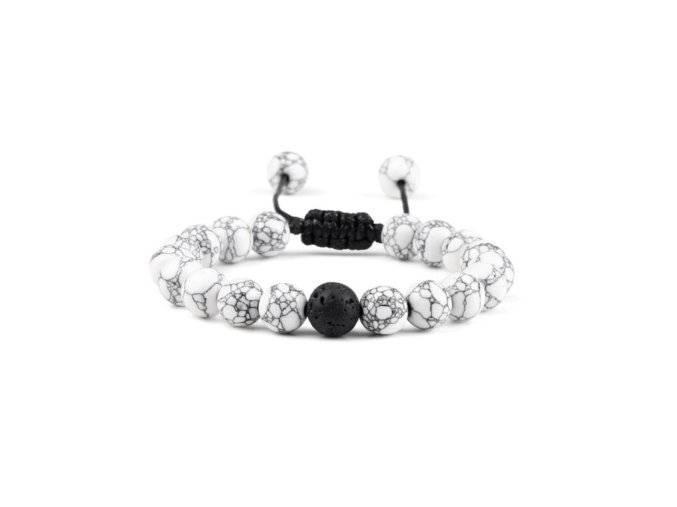 Náramek Volcano White Magnezit: Refined white magnesite bracelet offering a serene and pure aesthetic, perfect for a clean and polished look.