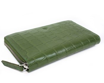 Tmavě zelená croco dámská kožená zipová peněženka 511-1306-55