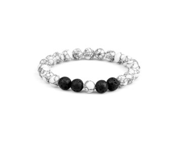 Náramek Volcano White & Black Elastic: Stylový elastický náramek ve dvojbarevném provedení, který přináší dynamický kontrast mezi černými a bílými korálky.