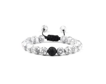 Náramek Volcano White Magnezit: Refined white magnesite bracelet offering a serene and pure aesthetic, perfect for a clean and polished look.