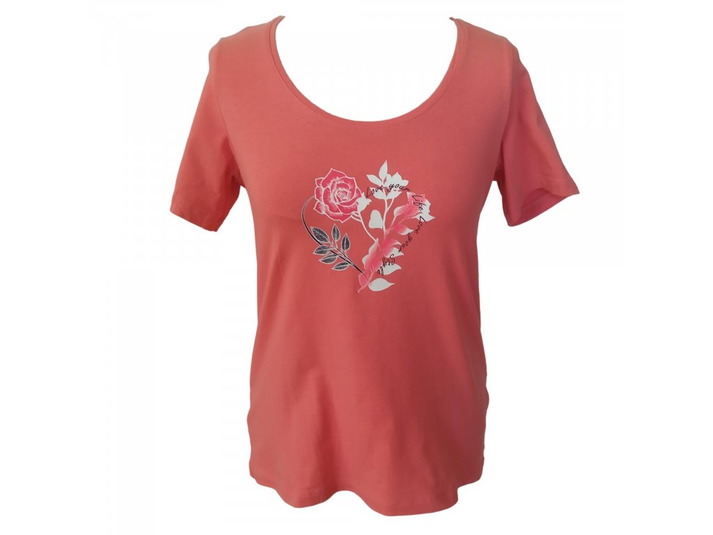 Růžové triko s růží Esmara