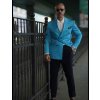 Pánske tyrkysové dvojradové sako Blue