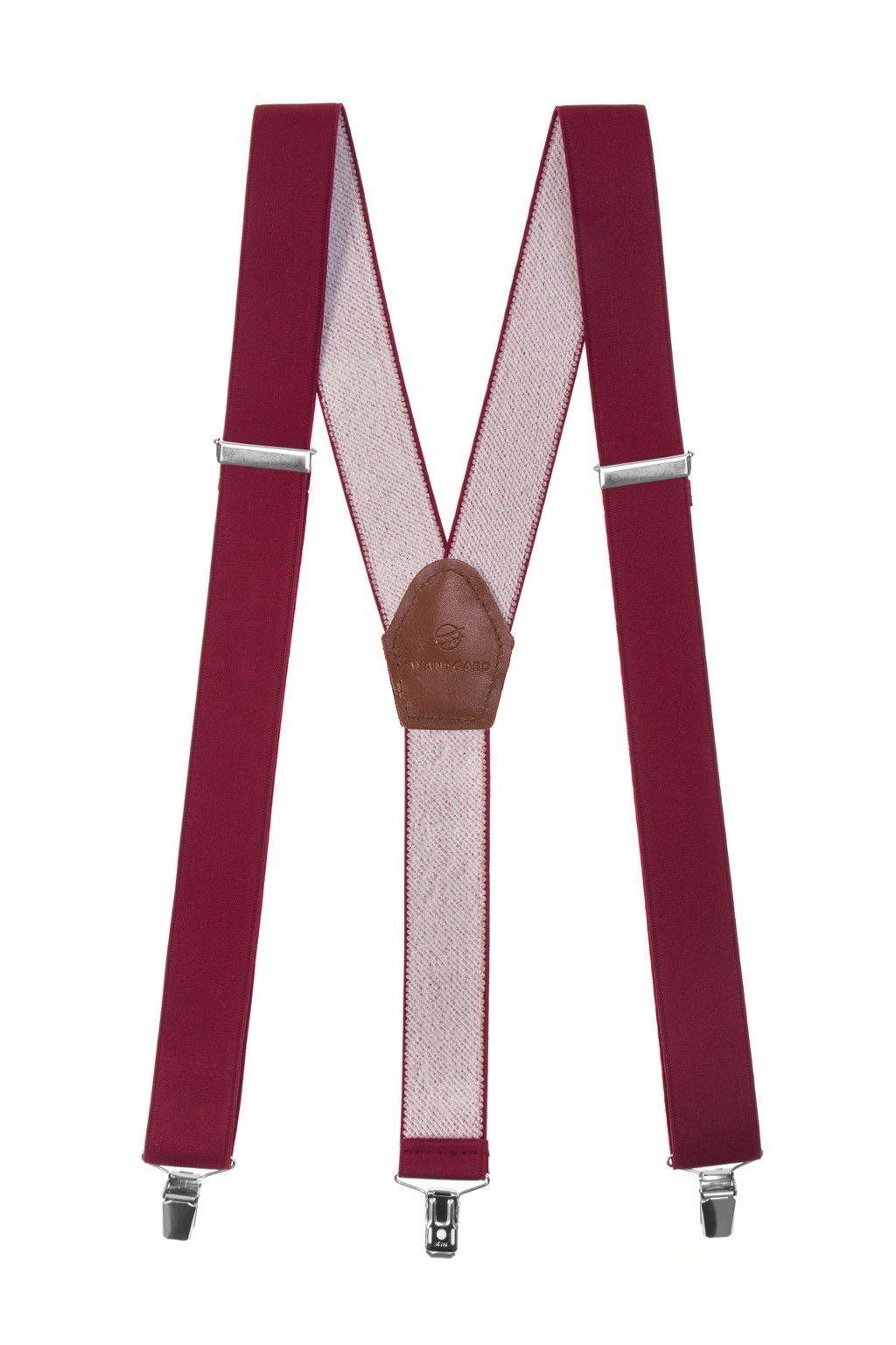 Šle Y s koženým středem a zapínáním na klipy - 35 mm bordó, tmavě hnědá kůže 856-902263