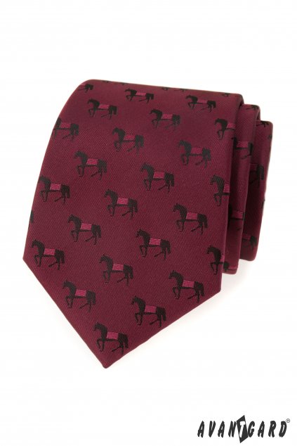 Bordó luxusní kravata s koněm 561 - 81192