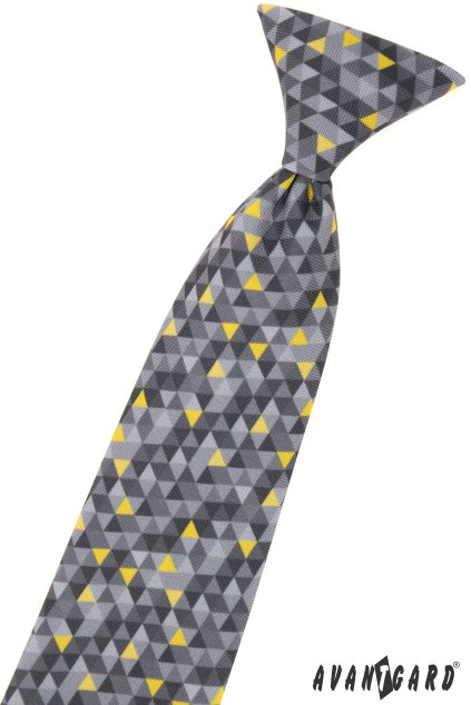 Chlapecká kravata šedá/žlutá, barva roku 2021 548-2021