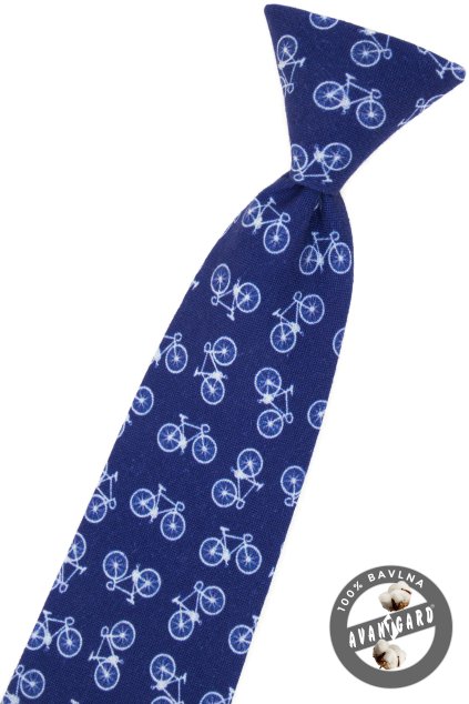 Chlapecká kravata modrá / vzor cyklistika 548-250