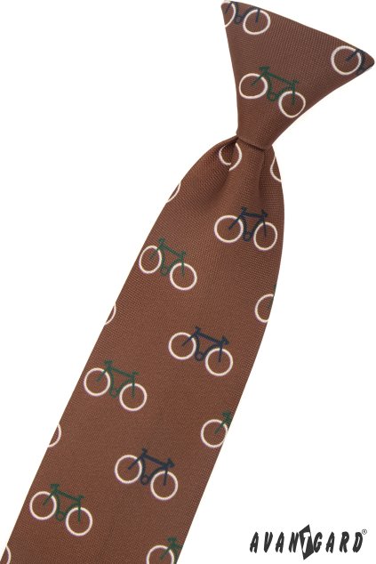 Chlapecká kravata béžová / vzor cyklistika 548-05017