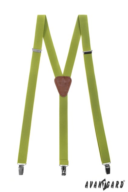 Šle Y s koženým středem a zapínáním na klipy - 25 mm zelená/olivová 867-41763