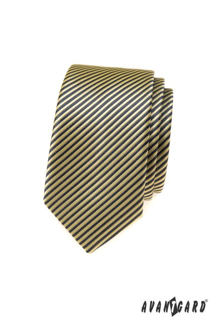 Kravata SLIM šedá/žlutá 551-3001