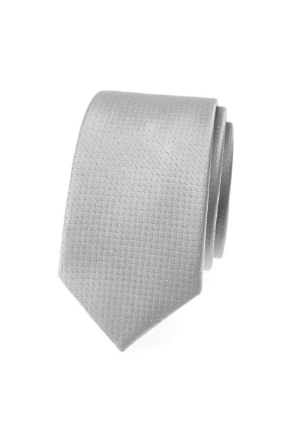 Kravata SLIM LUX šedá/stříbrná 571-22307