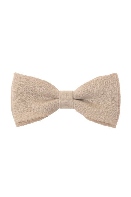 Lněný motýlek PREMIUM s kapesníčkem béžová / ivory 609-101