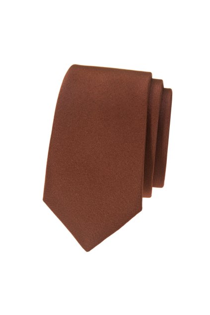 Kravata SLIM LUX hnědá mat 571-9956
