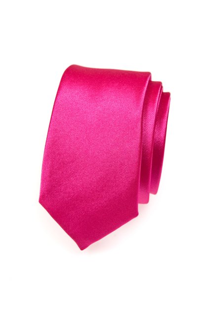 Kravata SLIM růžová/fuxiová 551-756