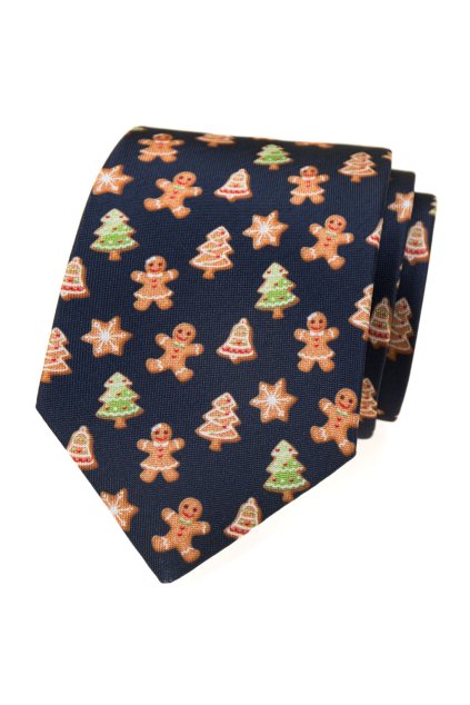 Kravata LUX modrá/perníček 561-19100