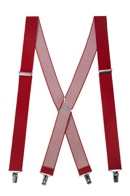 Šle X s kovovým středem a zapínáním na klipy - 35 mm červená, kovový střed 871-1200