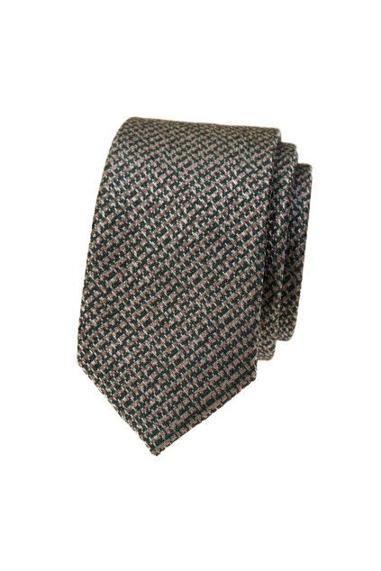Kravata SLIM LUX béžová/zelená 571-22619