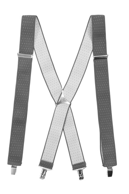 Šle X s kovovým středem a zapínáním na klipy - 35 mm šedá s bílým puntíkem, kovový střed 871-2101