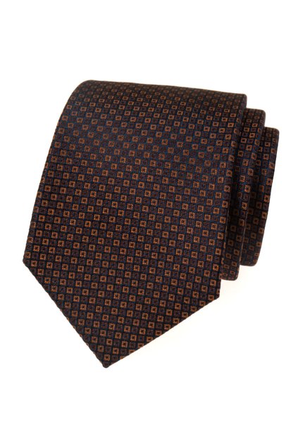 Hedvábná kravata v dárkové krabičce hnědá 621-7781