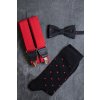 Set motýlek a ponožky černá s červeným puntíkem 779-05005