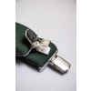 Šle X s koženým středem a zapínáním na klipy - 50 mm zelená, černá kůže 872-4723