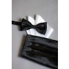 Smokingový pás s motýlkem a kapesníčkem černá lesklá, bílý kapesníček 853-9015