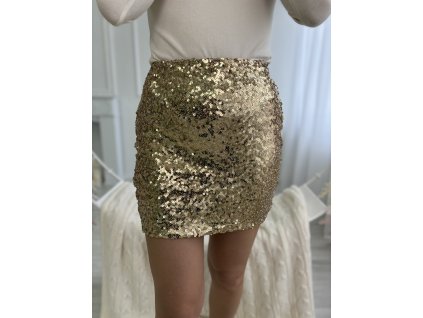 Flitrovaná minisukňa - ZLATÁ