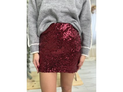 Flitrovaná minisukňa - BORDOVÁ