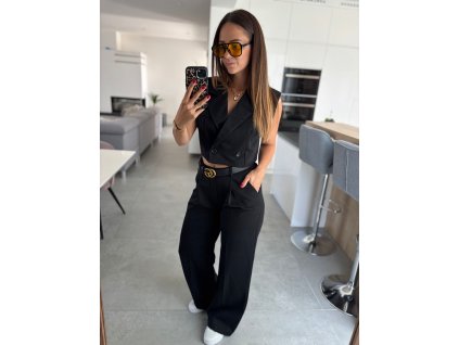 Kostým s vestou - Čierny