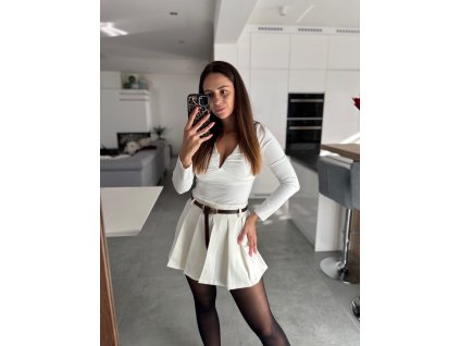 Plisovaný skort "LOLA" - BIELY