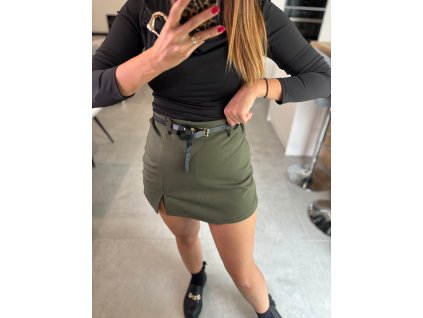 Sukňokraťasy s rozparkom - KHAKI