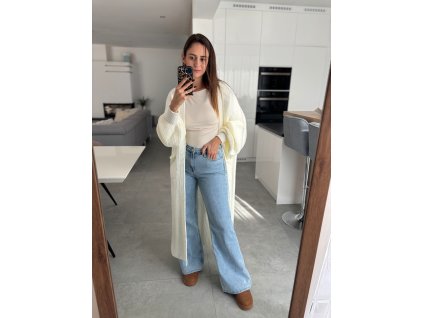 Dlhý kardigán - BIELY